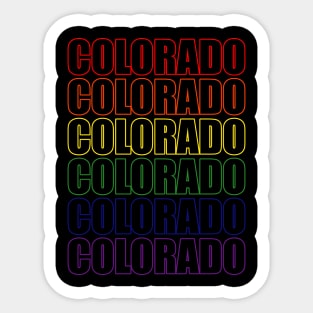 Simple Colorado Rainbow Typography Lettering Text Sticker